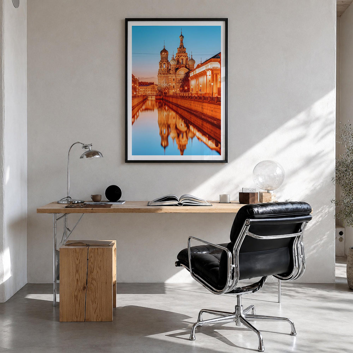 St. Petersburg, Russia no. 3 colorful photo poster of Russia – vertical wall art in black wood frame with white border, hangi