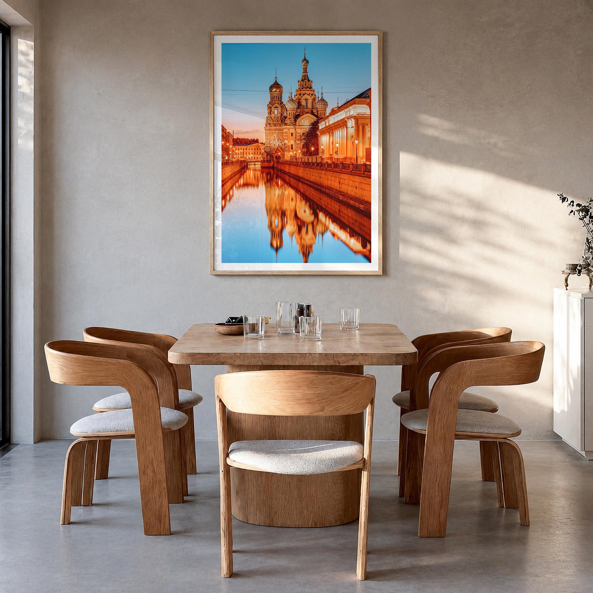 St. Petersburg, Russia no. 3 colorful photo poster of Russia – vertical wall art in natural wood frame with white border, han