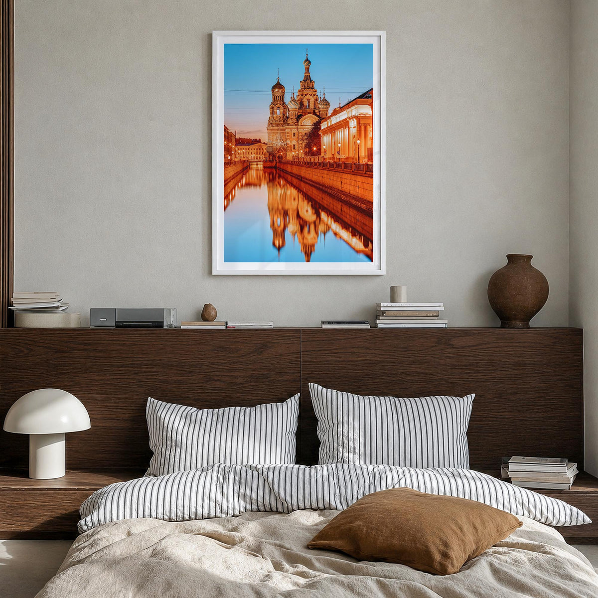 St. Petersburg, Russia no. 3 colorful photo poster of Russia – vertical wall art in white wood frame with white border, hangi