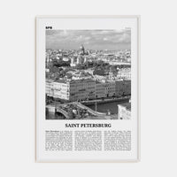 St. Petersburg, Russia Poster White Wood / 8x12 in Nbourhood Travel B&W Poster