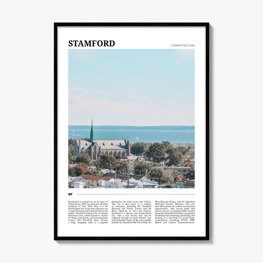 Stamford, Connecticut Travel Poster, framed poster mockup