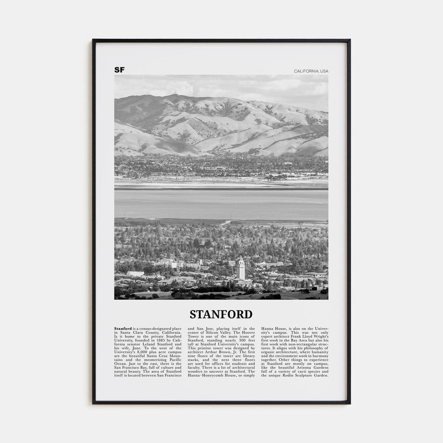 Stanford Poster Black Metal / 8x12 in Nbourhood Travel B&W Poster