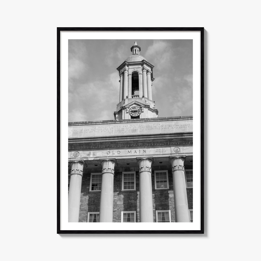 State College black & white photo poster of Pennsylvania, USA – vertical wall art, unframed print shown in interior mockup