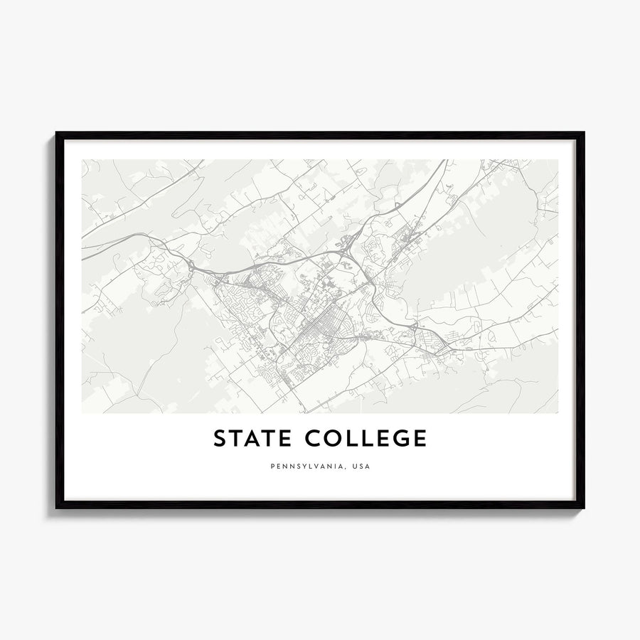 State College Map Poster, framed poster mockup