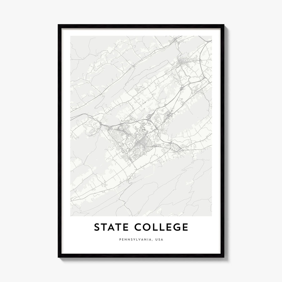 State College Map Poster, framed poster mockup