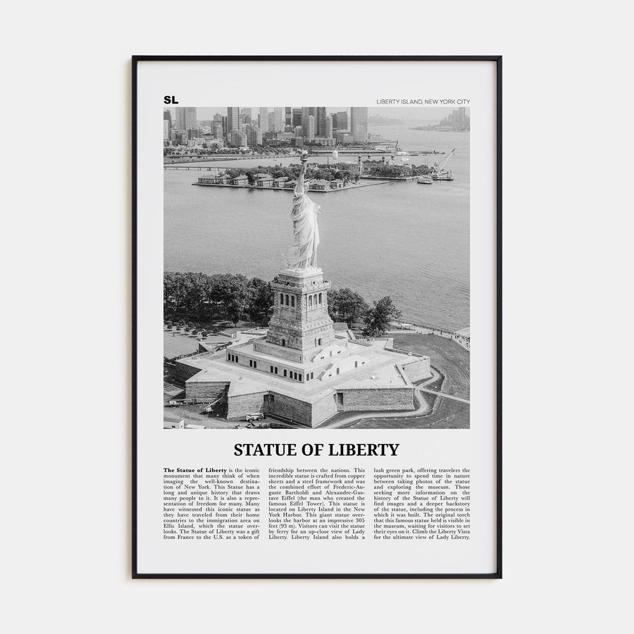 Statue of Liberty Poster Black Metal / 8x12 in Nbourhood Travel B&W Poster