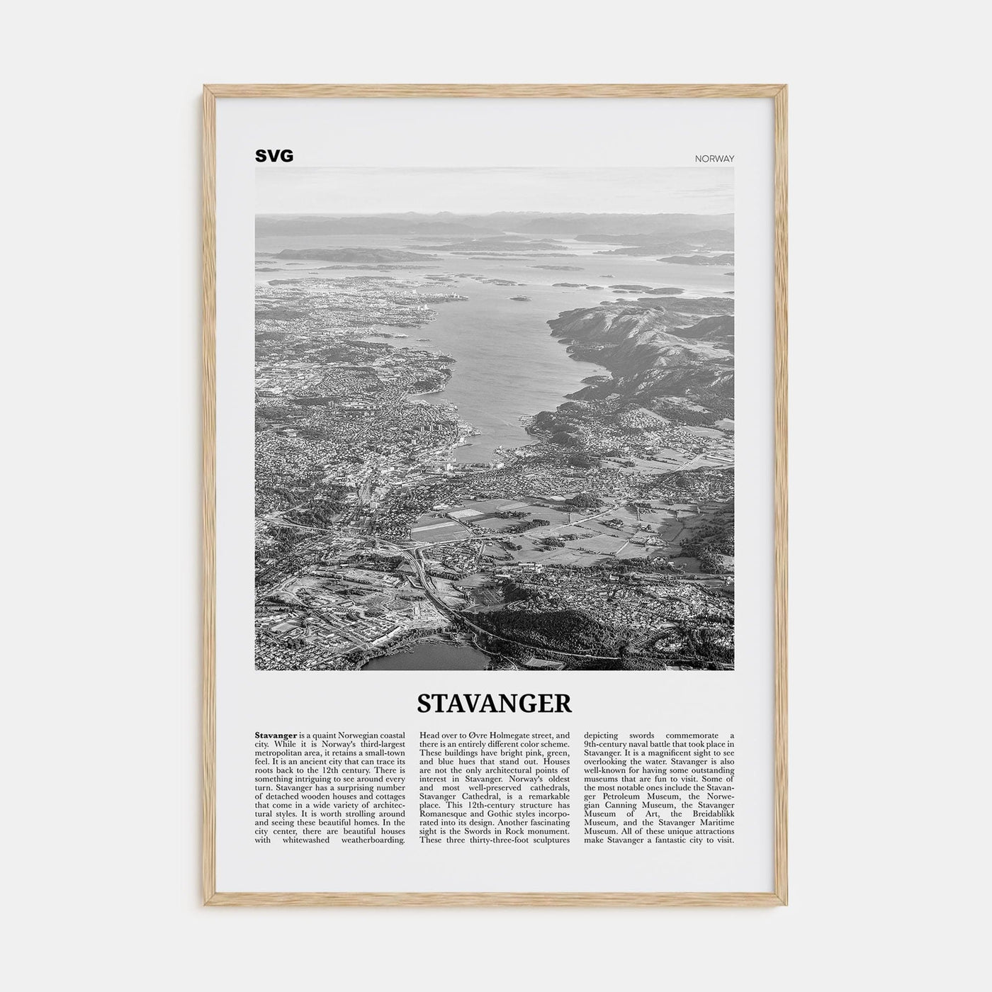 Stavanger Poster Natural Wood / 8x12 in Nbourhood Travel B&W Poster