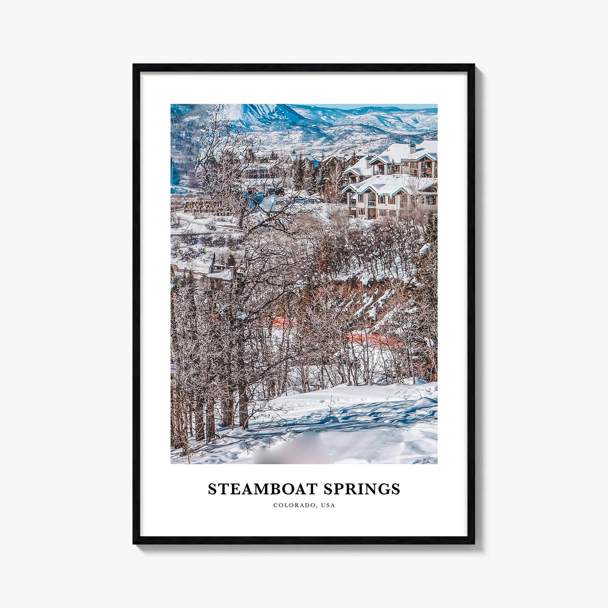 Steamboat Springs no. 2 colorful classic poster of Colorado, USA – vertical wall art, unframed print shown in interior mockup