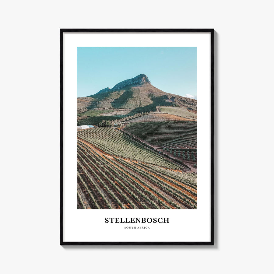 Stellenbosch colorful classic poster of South Africa – vertical wall art, unframed print shown in interior mockup