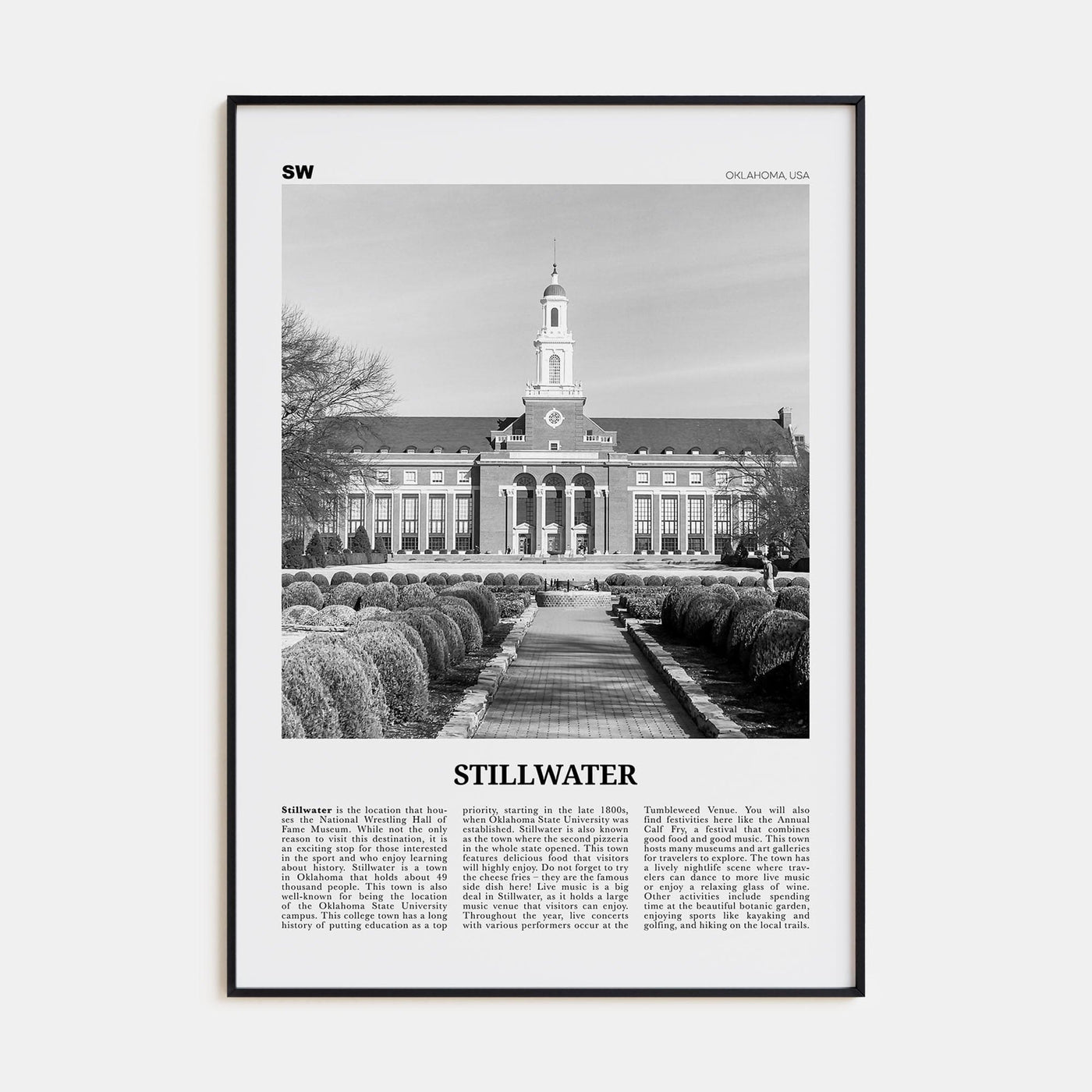 Stillwater Poster Black Metal / 8x12 in Nbourhood Travel B&W Poster