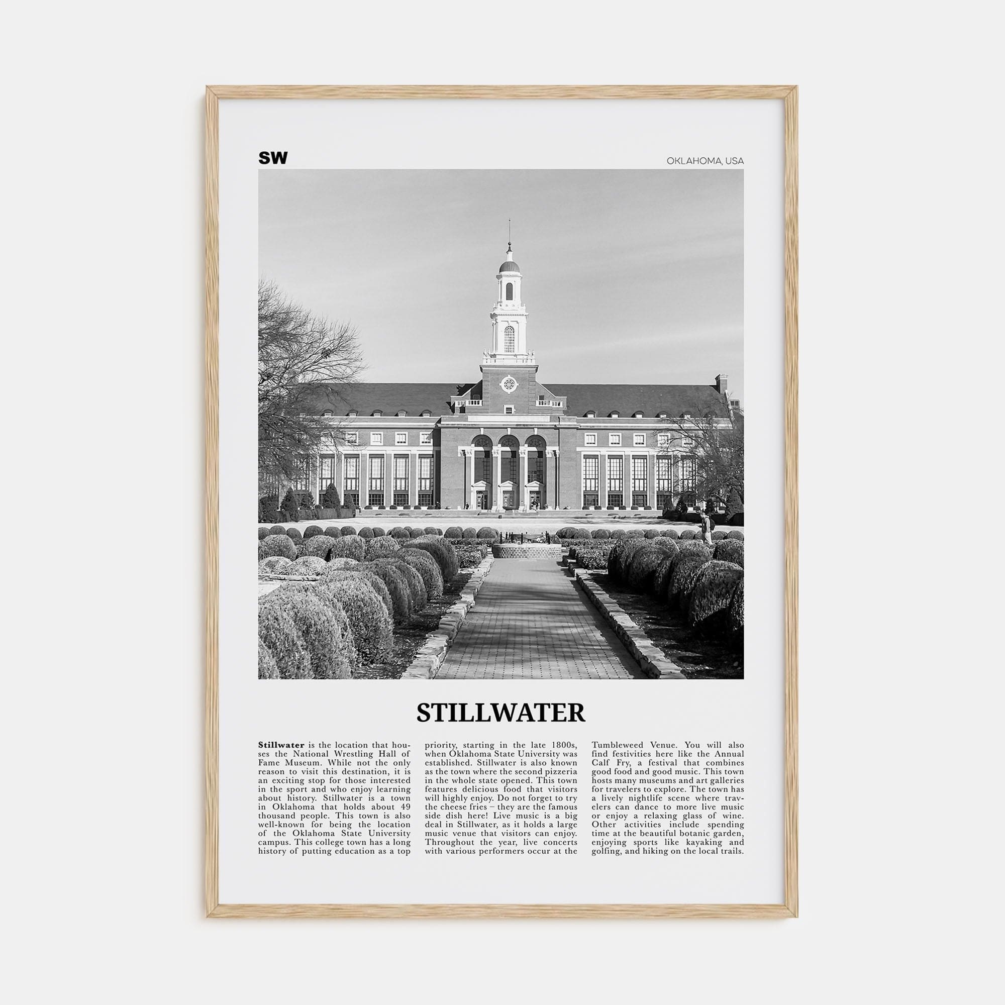 Stillwater Poster Natural Wood / 8x12 in Nbourhood Travel B&W Poster