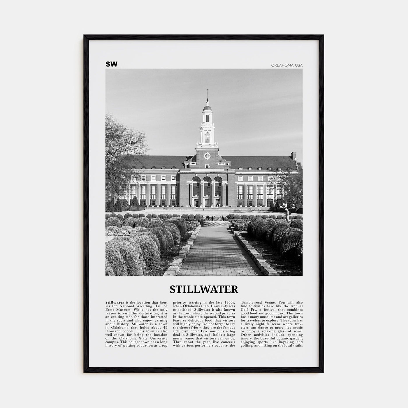 Stillwater Poster Black Wood / 8x12 in Nbourhood Travel B&W Poster