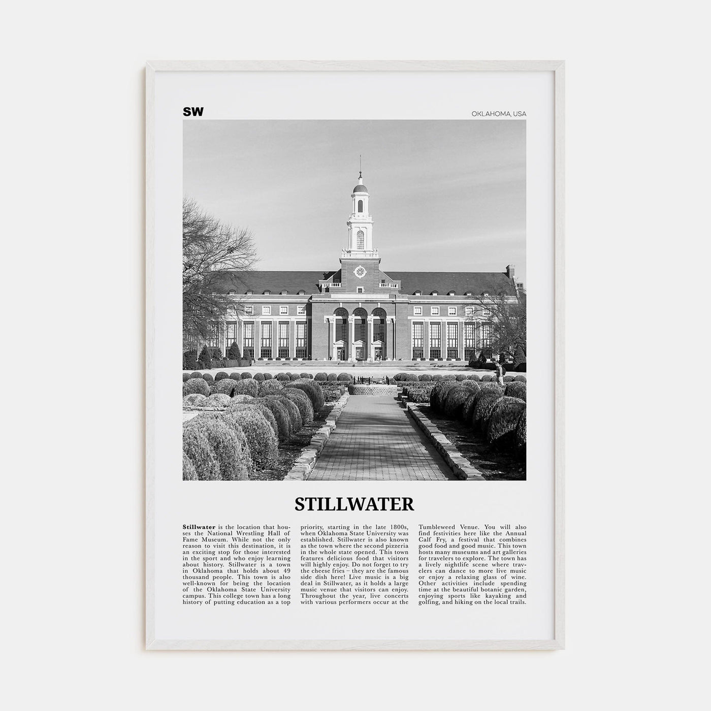 Stillwater Poster White Wood / 8x12 in Nbourhood Travel B&W Poster