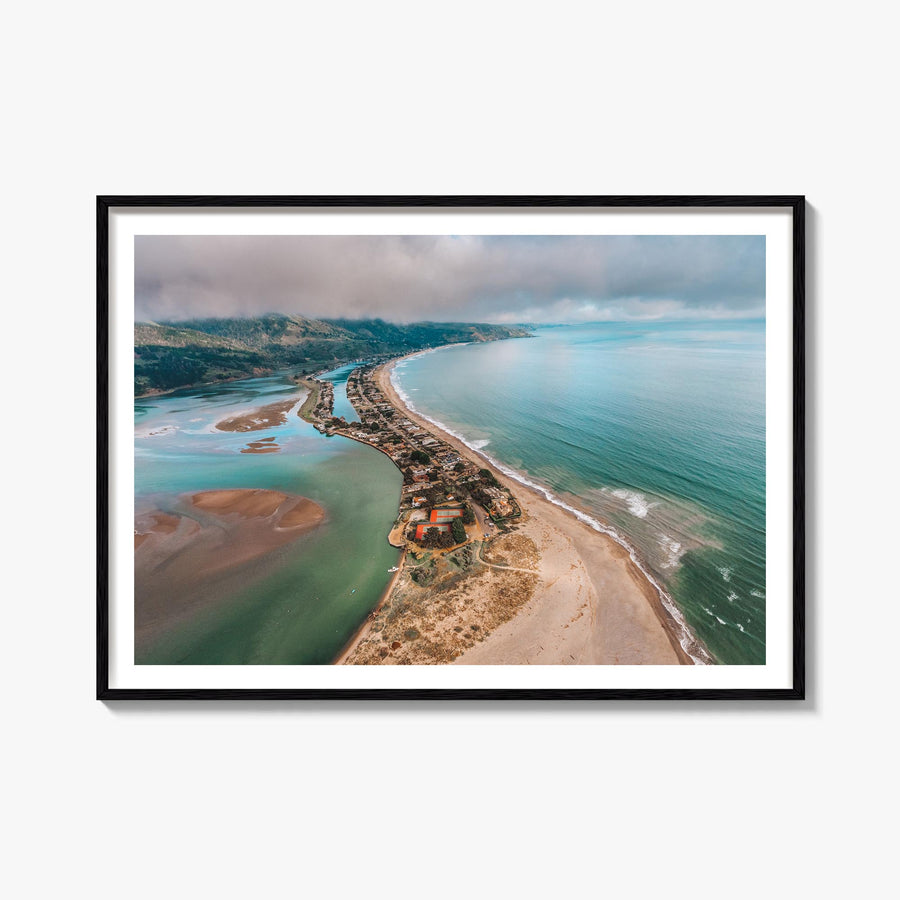 Stinson Beach colorful photo poster of California, USA – horizontal wall art, unframed print shown in interior mockup