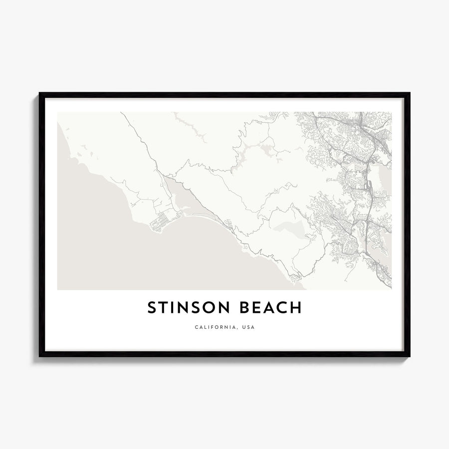 Stinson Beach Map Poster, framed poster mockup
