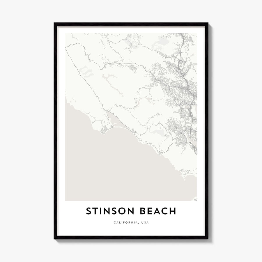 Stinson Beach Map Poster, framed poster mockup