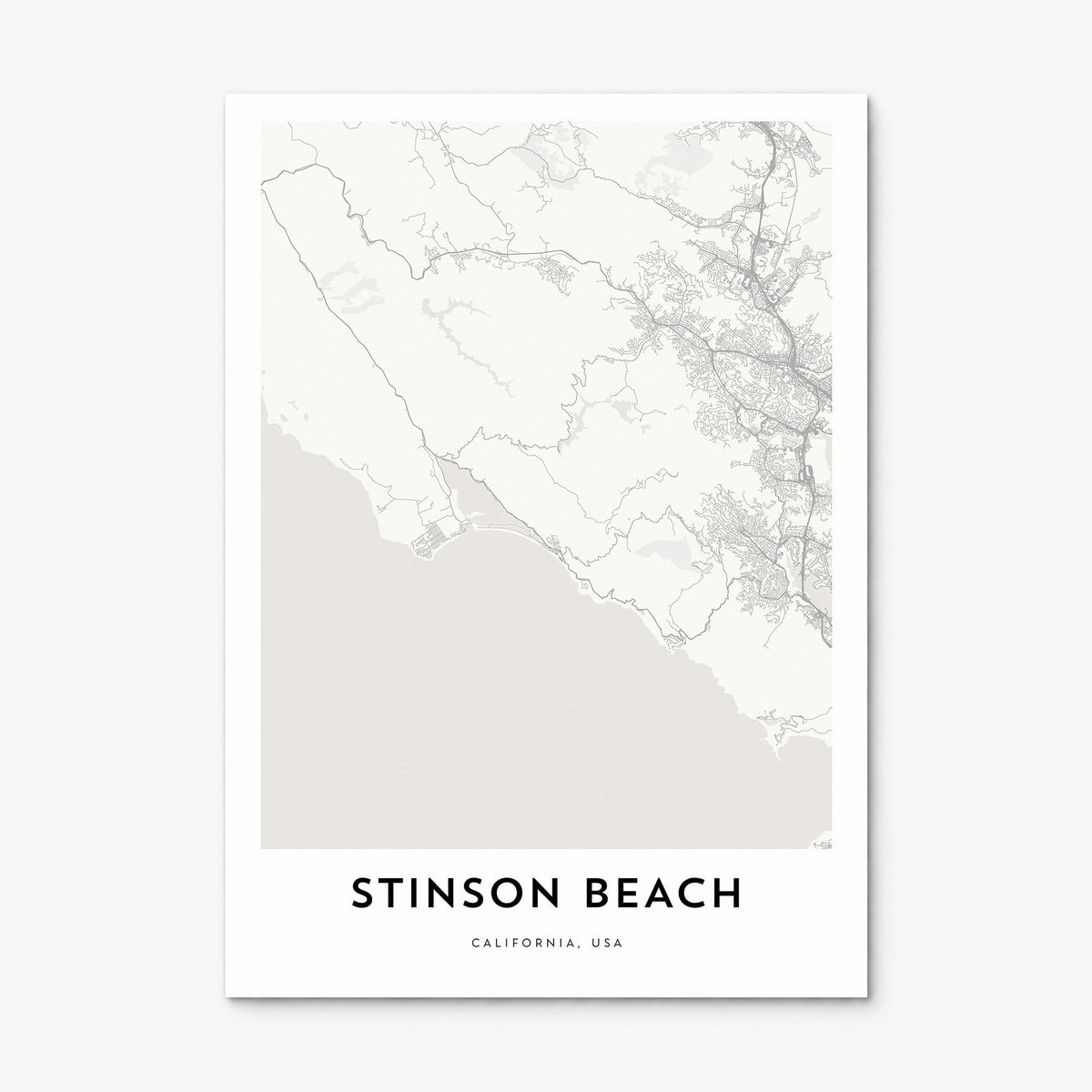 Stinson Beach Map Poster, print only (unframed)