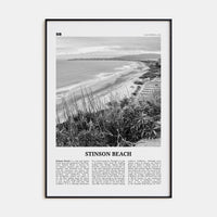 Stinson Beach Poster Black Metal / 8x12 in Nbourhood Travel B&W Poster