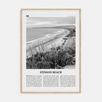 Stinson Beach Poster Natural Wood / 8x12 in Nbourhood Travel B&W Poster