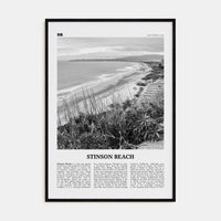 Stinson Beach Poster Black Wood / 8x12 in Nbourhood Travel B&W Poster