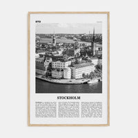 Stockholm No 1 Poster Natural Wood / 8x12 in Nbourhood Travel B&W Poster