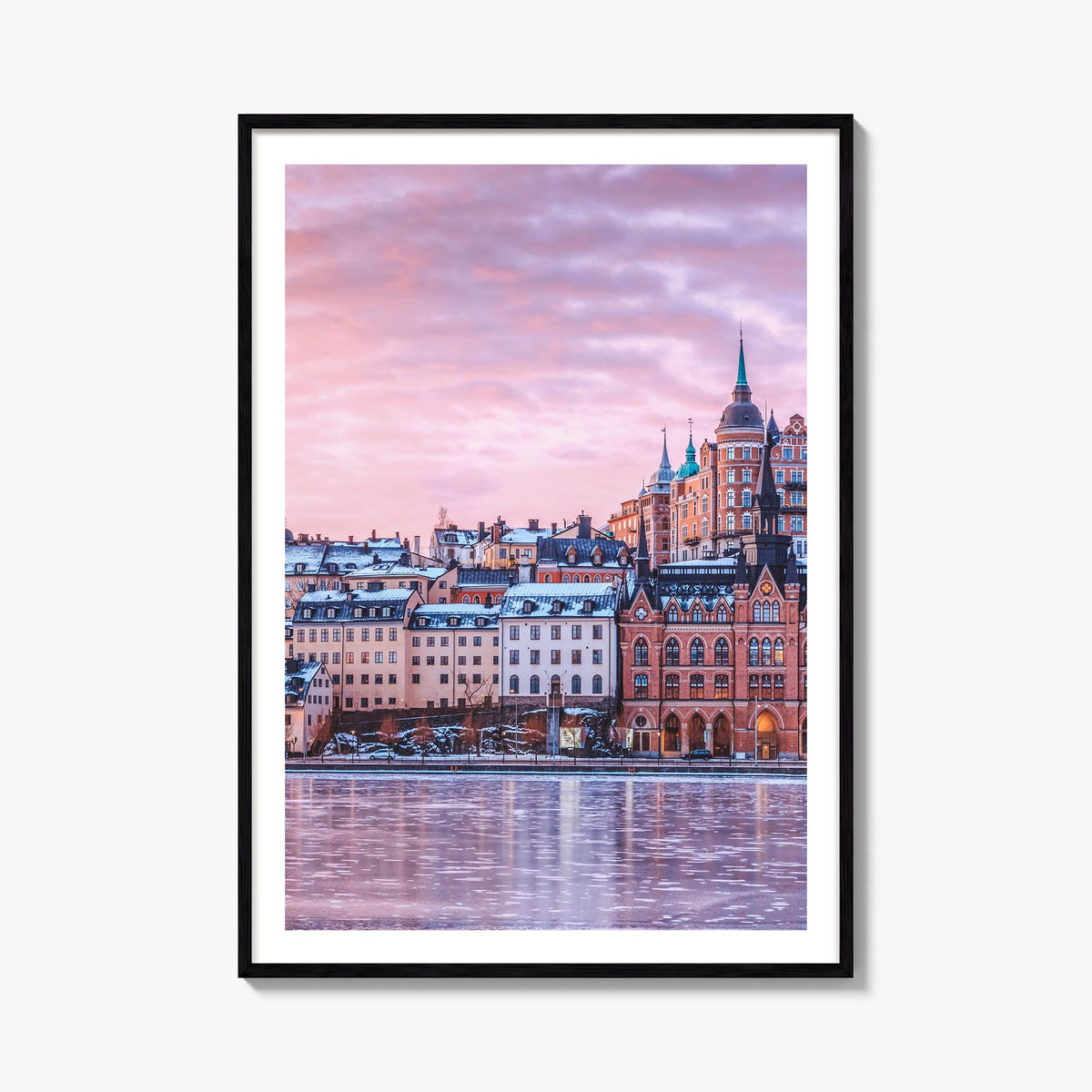 Stockholm no. 2 colorful photo poster of Sweden – vertical wall art, unframed print shown in interior mockup