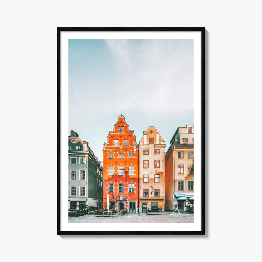 Stockholm no. 3 colorful photo poster of Sweden – vertical wall art, unframed print shown in interior mockup