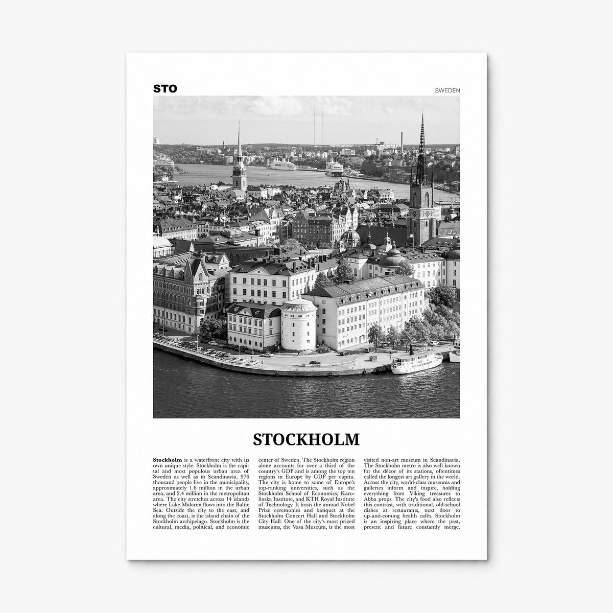 Stockholm Newspaper No 1 Poster, print only (unframed)