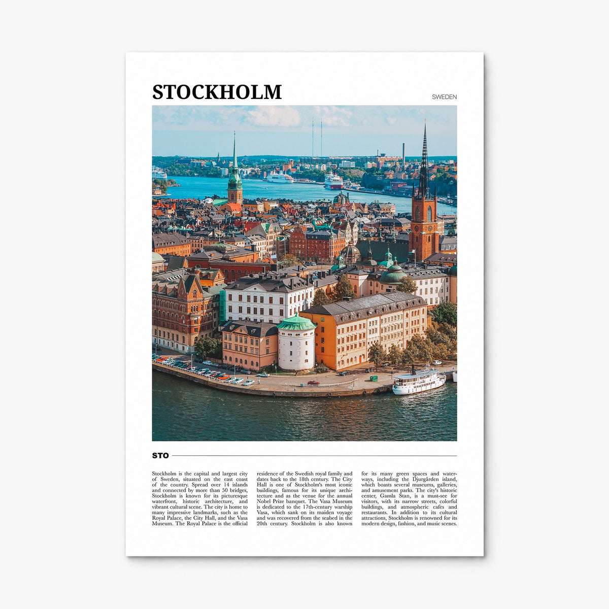 Stockholm Travel Poster, print only (unframed)