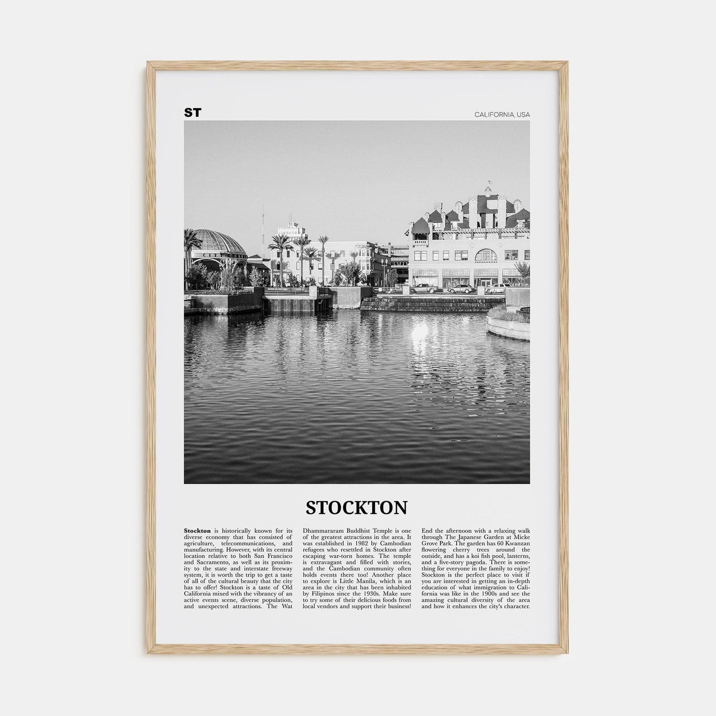 Stockton Poster Natural Wood / 8x12 in Nbourhood Travel B&W Poster