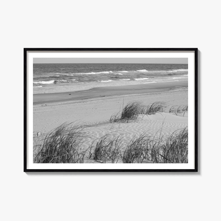 Stone Harbor black & white photo poster of New Jersey, USA – horizontal wall art, unframed print shown in interior mockup