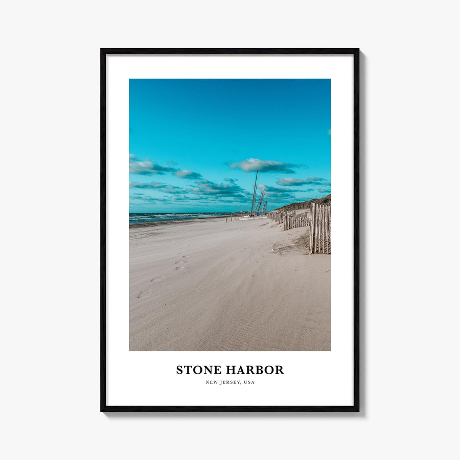 Stone Harbor colorful classic poster of New Jersey, USA – vertical wall art, unframed print shown in interior mockup