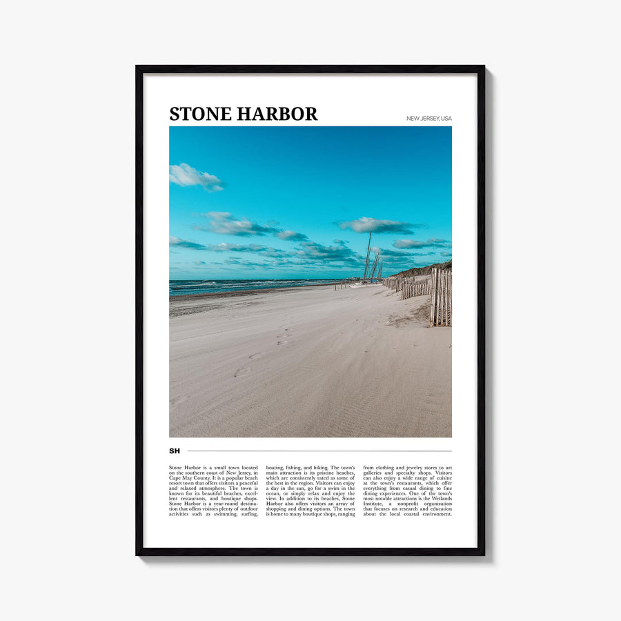 Stone Harbor colorful travel poster of New Jersey, USA – vertical wall art, unframed print shown in interior mockup