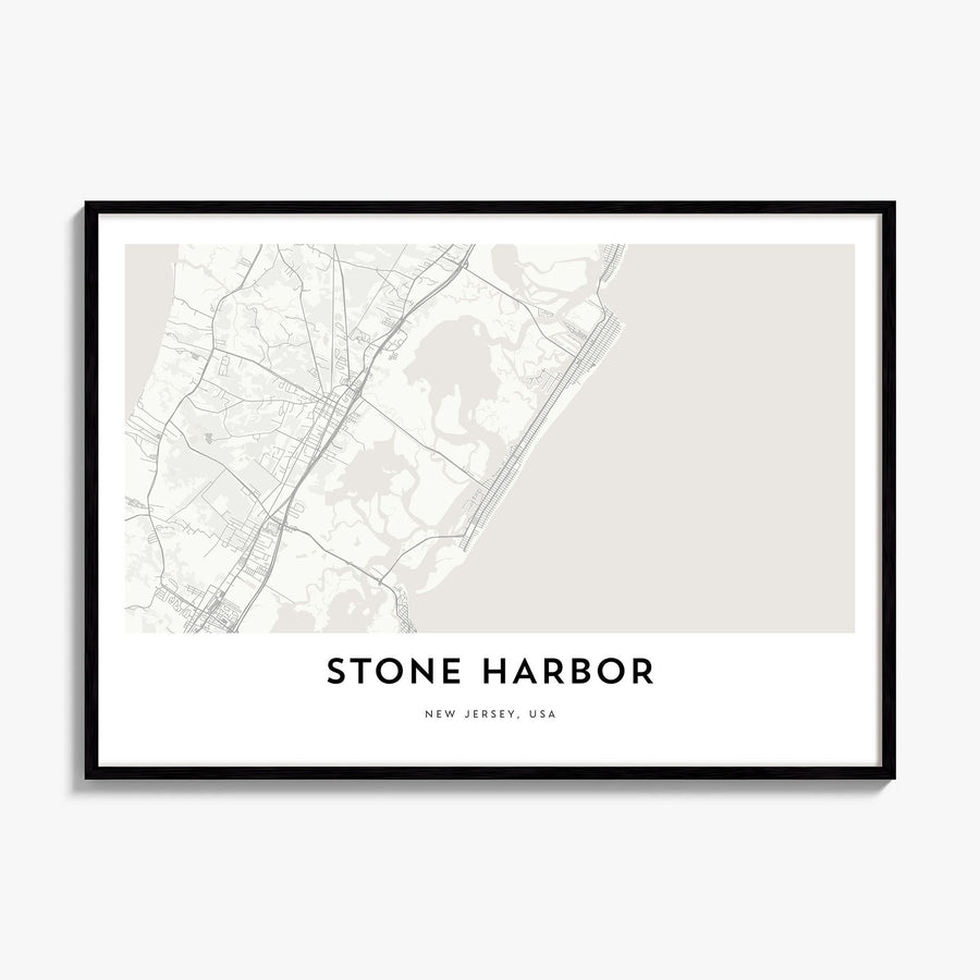 Stone Harbor Map Poster, framed poster mockup