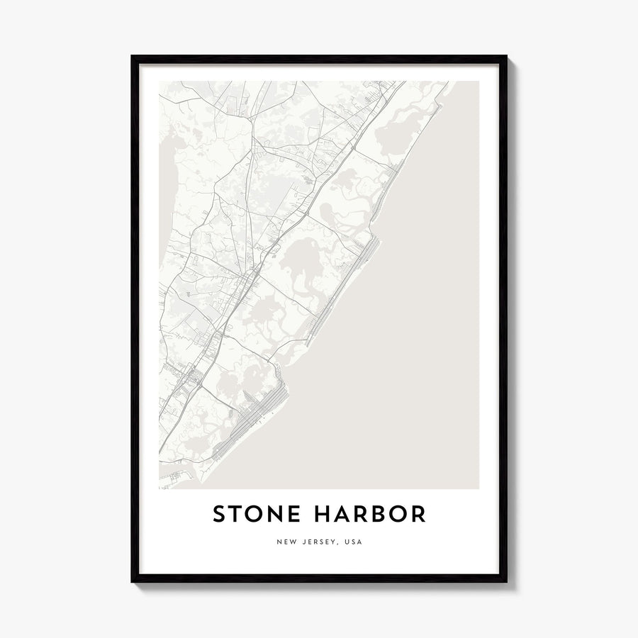 Stone Harbor Map Poster, framed poster mockup