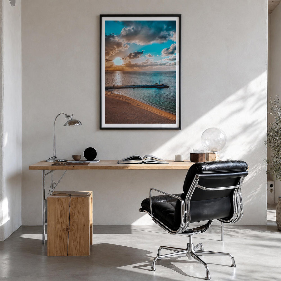 Stone Harbor no. 2 colorful photo poster of New Jersey, USA – vertical wall art in black wood frame with white border, hangin