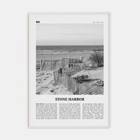 Stone Harbor Poster White Wood / 8x12 in Nbourhood Travel B&W Poster