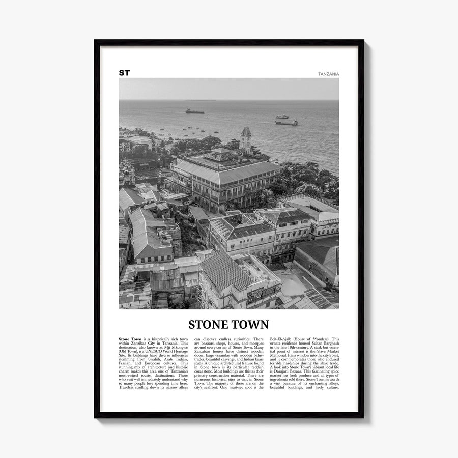 Stone Town Newspaper Poster, framed poster mockup