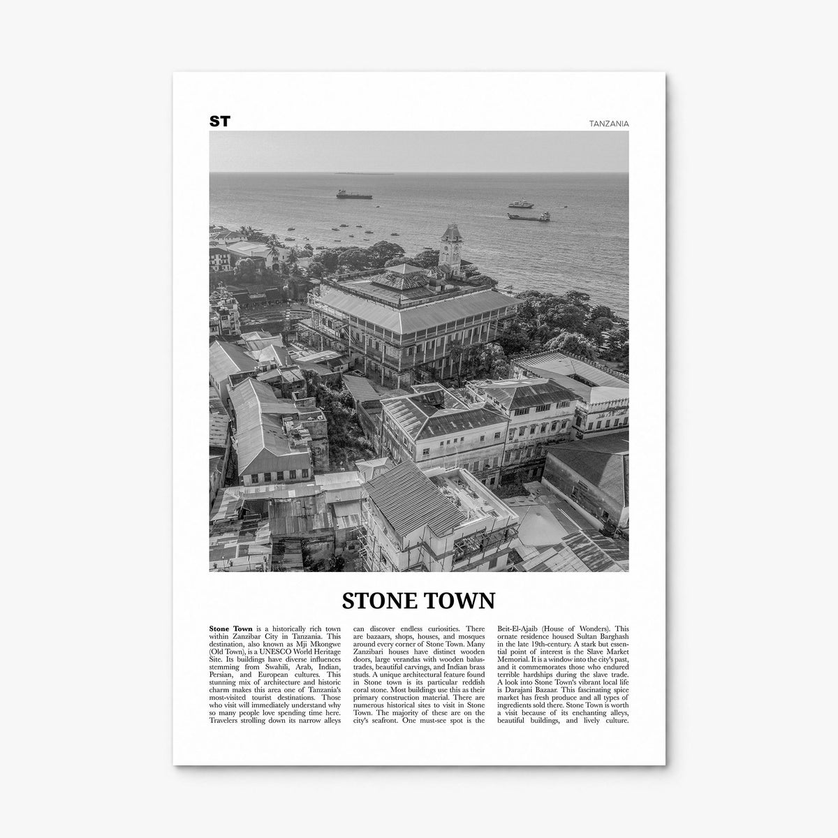 Stone Town Newspaper Poster, print only (unframed)