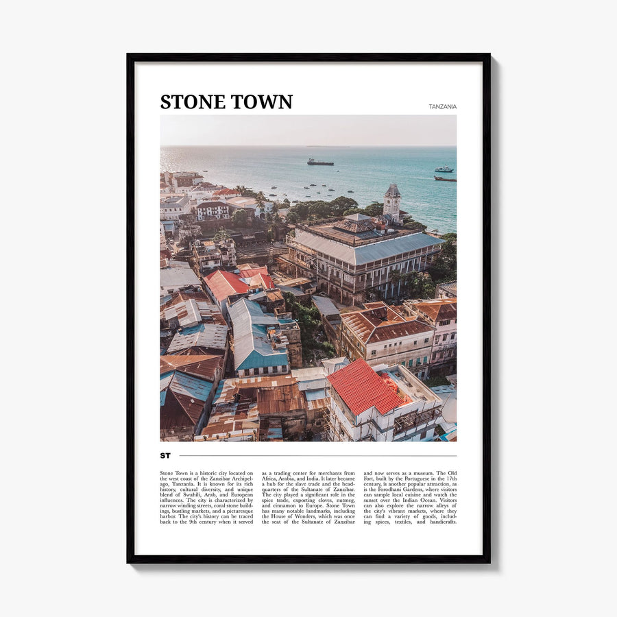 Stone Town Travel Poster, framed poster mockup