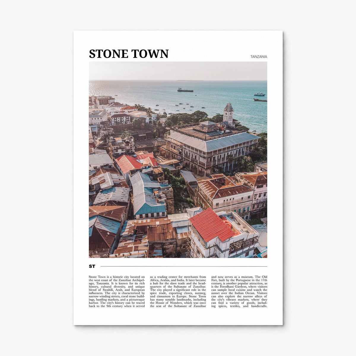 Stone Town Travel Poster, print only (unframed)