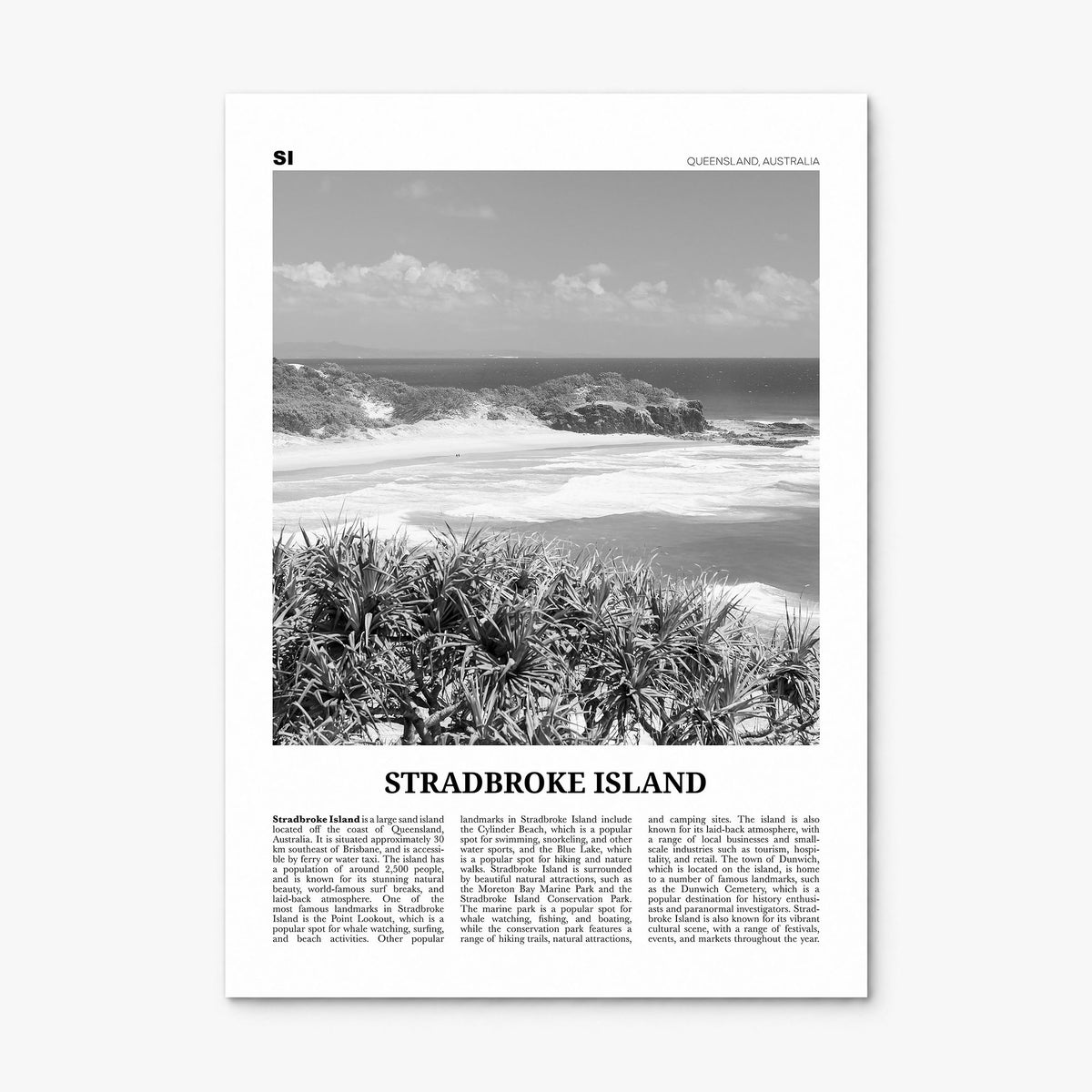 Stradbroke Island Newspaper Poster, print only (unframed)