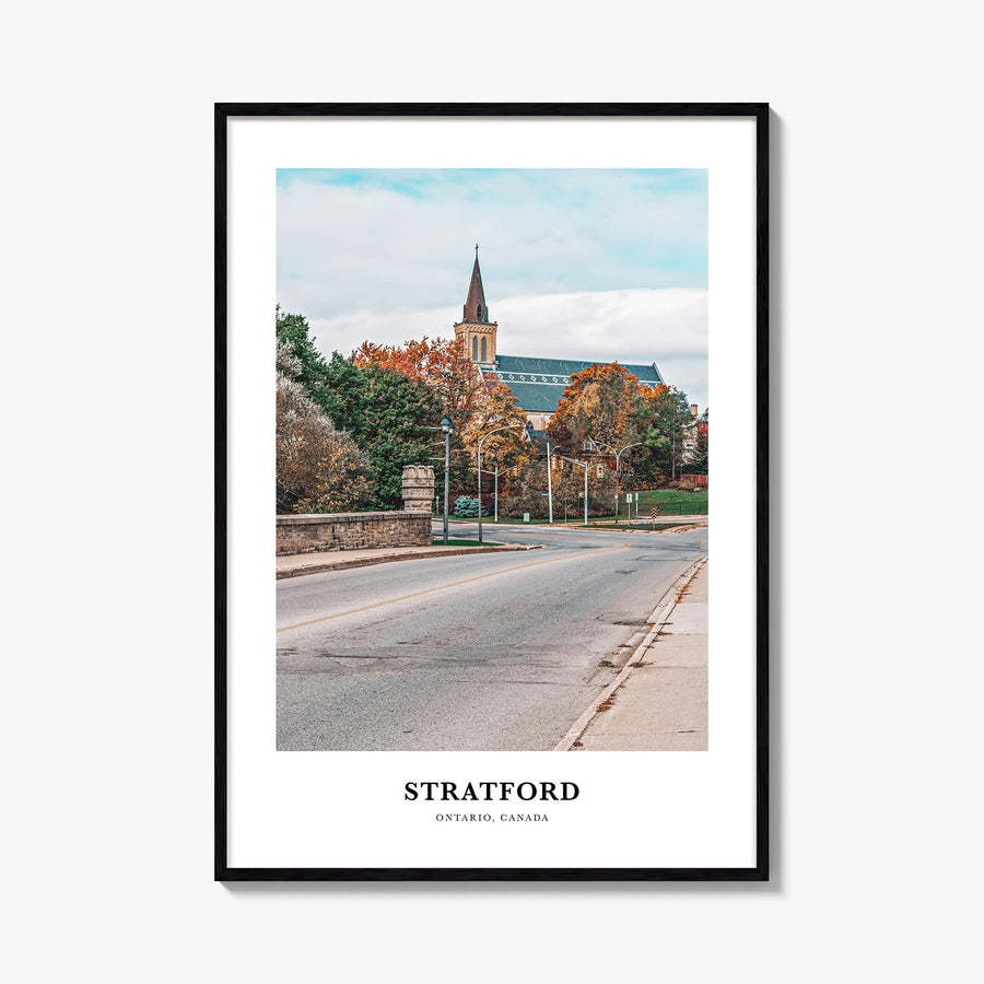 Stratford, Canada colorful classic poster of Canada – vertical wall art, unframed print shown in interior mockup