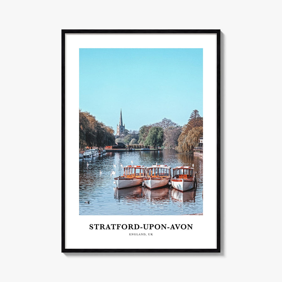 Stratford-upon-Avon colorful classic poster of England, UK – vertical wall art, unframed print shown in interior mockup