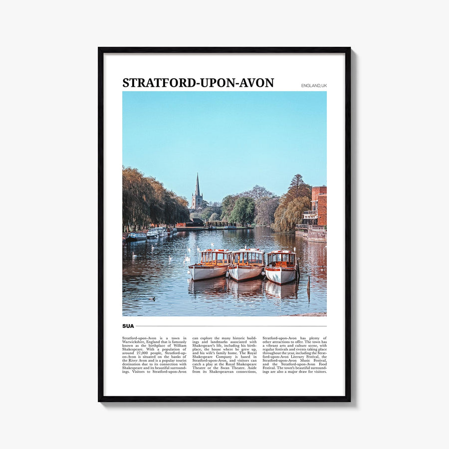 Stratford-upon-Avon colorful travel poster of England, UK – vertical wall art, unframed print shown in interior mockup