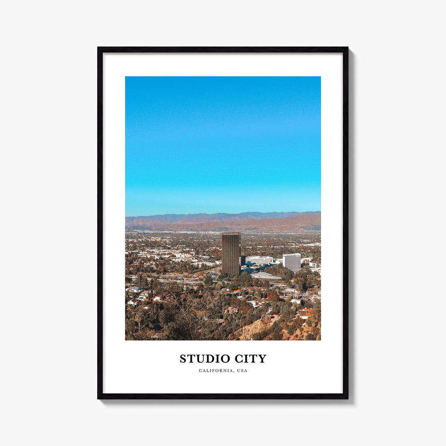 Studio City colorful classic poster of Los Angeles, California – vertical wall art, unframed print shown in interior mockup