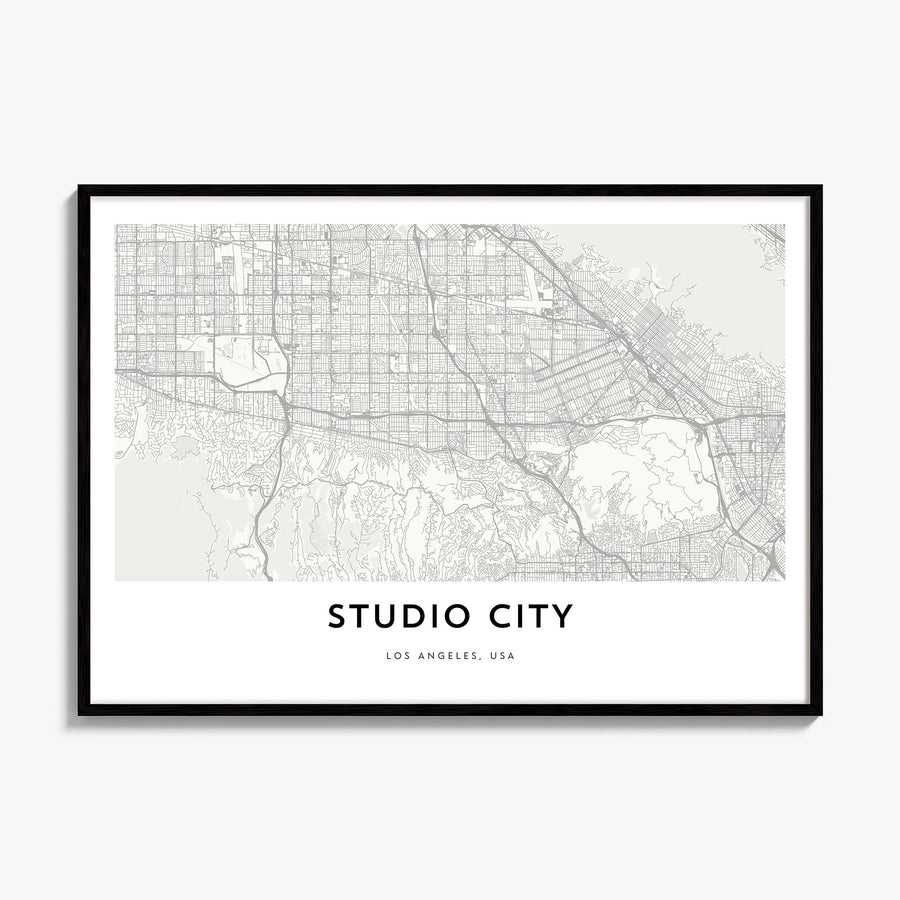 Studio City Map Poster, framed poster mockup