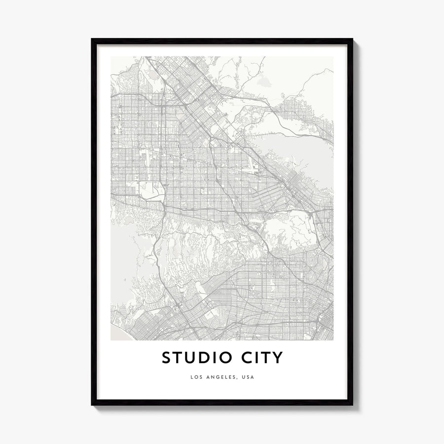 Studio City Map Poster, framed poster mockup