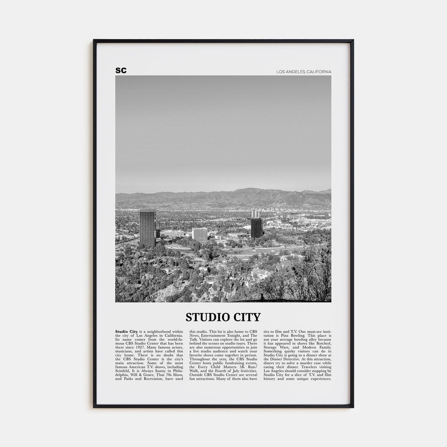 Studio City Poster Black Metal / 8x12 in Nbourhood Travel B&W Poster