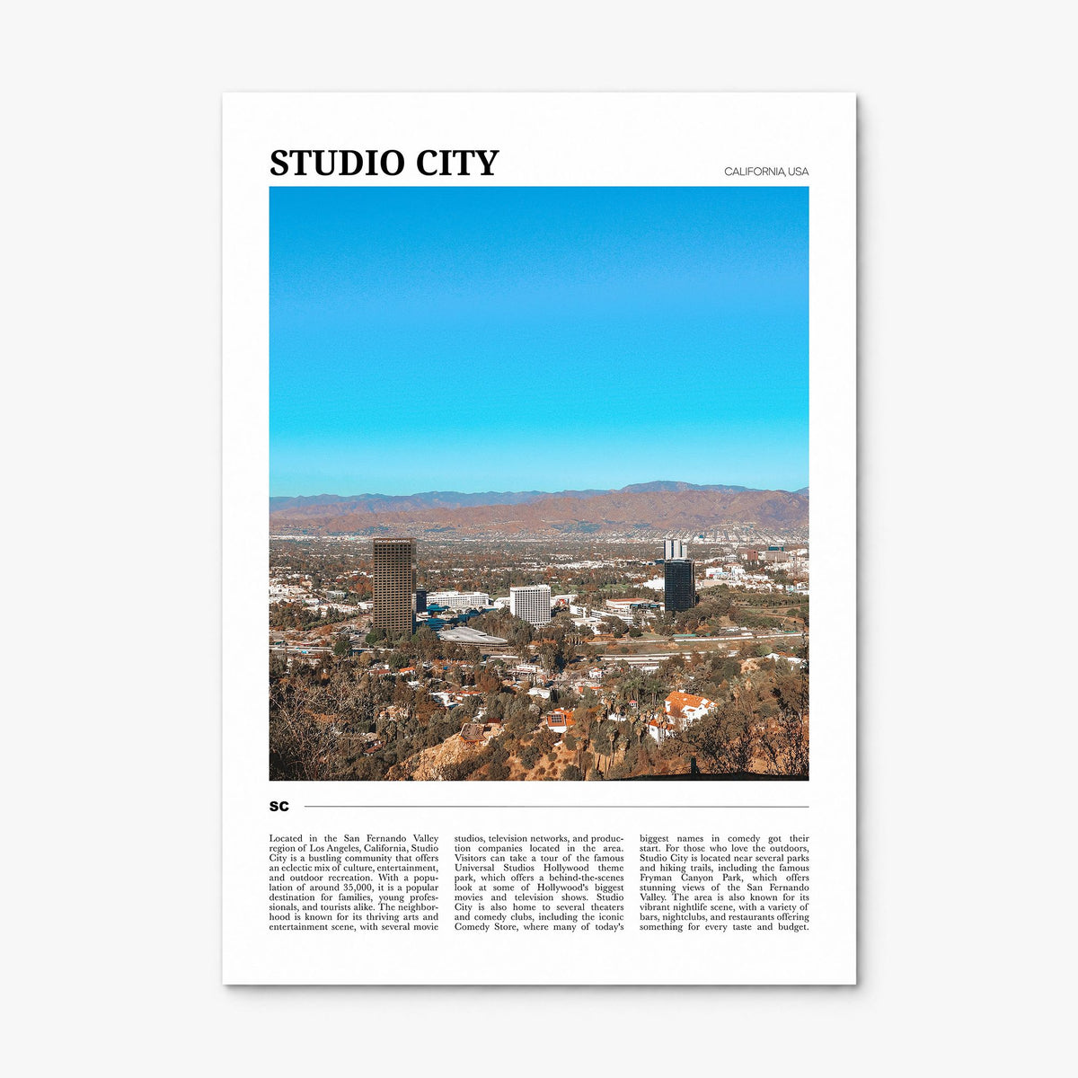 Studio City Travel Poster, print only (unframed)